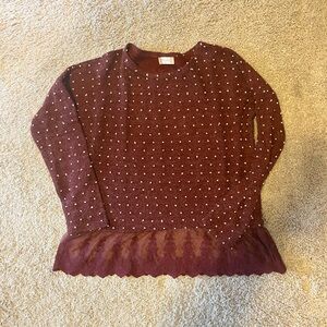 Altar'd State Burgundy Lace Hem Blouse